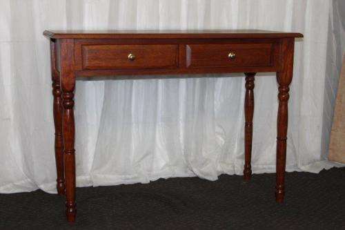 AN AWESOME BEAUTIFULLY MADE DOUBLE DRAWER HALLWAY TABLE WITH BRASS HANDLES