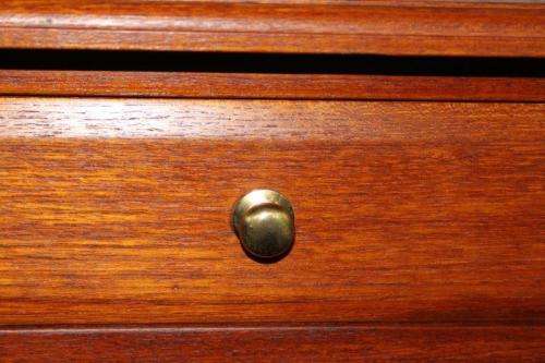 AN AWESOME BEAUTIFULLY MADE DOUBLE DRAWER HALLWAY TABLE WITH BRASS HANDLES