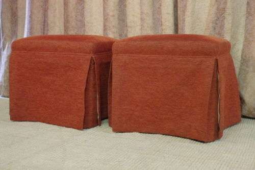 TWO AWESOME SOLIDLY MADE UPHOLSTERED DRESSING TABLE/ VANITY STOOLS bid/stool