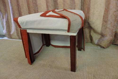 TWO AWESOME SOLIDLY MADE UPHOLSTERED DRESSING TABLE/ VANITY STOOLS bid/stool