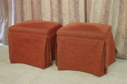 TWO AWESOME SOLIDLY MADE UPHOLSTERED DRESSING TABLE/ VANITY STOOLS bid/stool