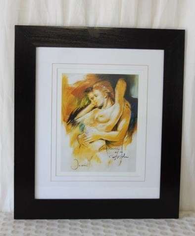 A MAGNIFICENT CLASSY SIGNED NUDE FRAMED IN A BROAD WOODEN FRAME BEHIND GLASS = STUNNING!!!