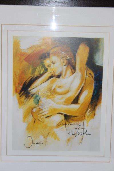 A MAGNIFICENT CLASSY SIGNED NUDE FRAMED IN A BROAD WOODEN FRAME BEHIND GLASS = STUNNING!!!