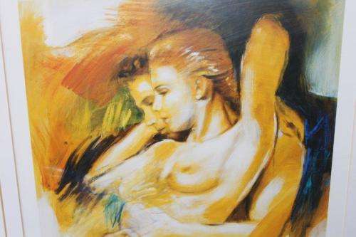 A MAGNIFICENT CLASSY SIGNED NUDE FRAMED IN A BROAD WOODEN FRAME BEHIND GLASS = STUNNING!!!