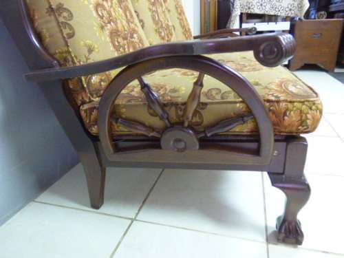 A GORGEOUS IMBUIA BALL & CLAW 3 SEATER COUCH, PERFECT TO PAINT/SHABBY CHIC FOR YOUR PATIO/PORCH!