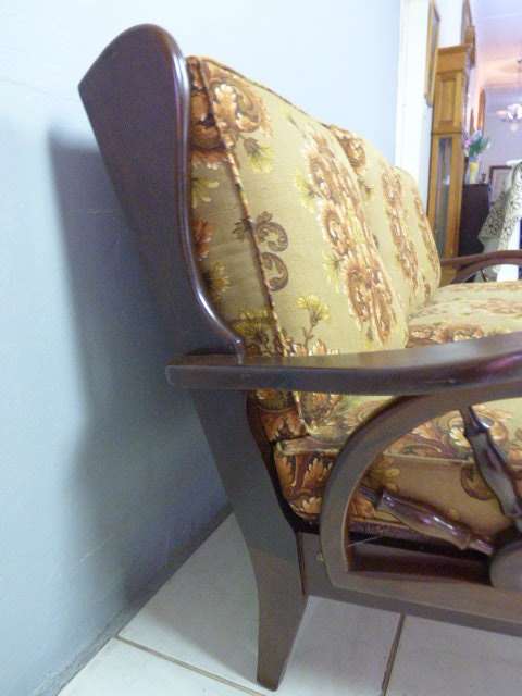 A GORGEOUS IMBUIA BALL & CLAW 3 SEATER COUCH, PERFECT TO PAINT/SHABBY CHIC FOR YOUR PATIO/PORCH!