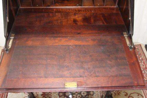A SUPERB ANTIQUE SOLID STINKWOOD BALL AND CLAW FLIP-TOP WRITING DESK WITH TWO LARGE DRAWERS