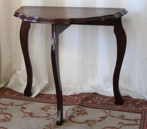 AN AWESOME AND VERY ELEGANT VINTAGE SOLID IMBUIA HALF MOON OCCASIONAL/ COFFEE TABLE