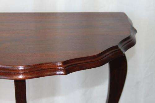 AN AWESOME AND VERY ELEGANT VINTAGE SOLID IMBUIA HALF MOON OCCASIONAL/ COFFEE TABLE