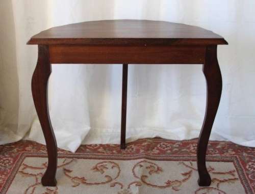 AN AWESOME AND VERY ELEGANT VINTAGE SOLID IMBUIA HALF MOON OCCASIONAL/ COFFEE TABLE