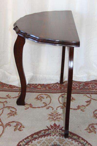 AN AWESOME AND VERY ELEGANT VINTAGE SOLID IMBUIA HALF MOON OCCASIONAL/ COFFEE TABLE