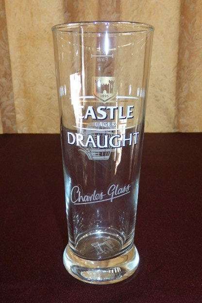 AN AWESOME COLLECTION OF SIX 500ml CASTLE LAGER DRAUGHT BRANDED BEER GLASSES bid/glass