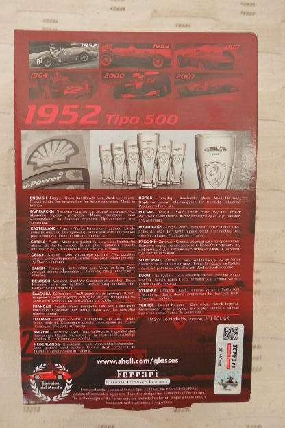 AN AMAZING COLLECTION OF 6x OFFICIAL SHELL FERRARI COLLECTIBLE DRINKING GLASSES IN THEIR BOXES