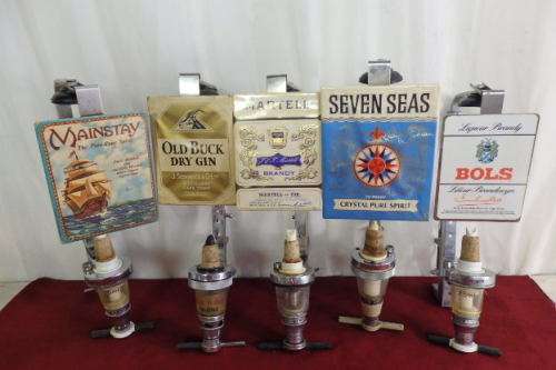A FANTASTIC COLLECTION OF 5x BRANDED ALCOHOL OPTICS; PERFECT TO MOUNT BEHIND YOUR COUNTER bid/optic