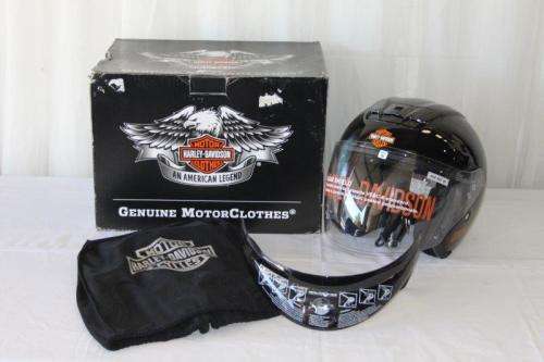 AN AWESOME ORIGINAL HARLEY DAVIDSON "ULTRA JET BLACK" OPEN FACE HELMET (SIZE S) - NEVER USED