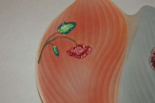 AN EXQUISITE VINTAGE (c1935) ART DECO PINK AND GREY "SHORTER & SON" PORCELAIN HORS D'OEUVRES PLATE