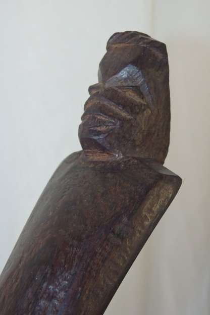 An awesome hand carved African blackwood bowl on a carved tripod stand