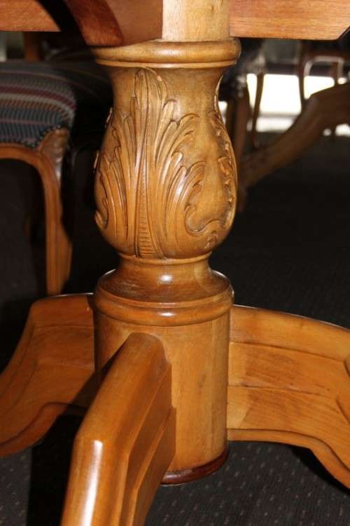 A SPECTACULAR HAND CARVED BURMESE TEAK 10-SEATER DININGROOM SUITE w/ EXTENDING TABLE & CARVER CHAIRS
