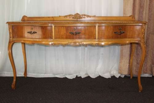 A MAGNIFICENT BURMESE TEAK 3-DRAWER DINING BUFFET SIDE SERVER WITH AMAZING HAND CARVED DETAILING