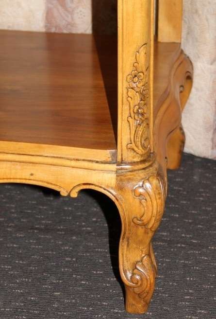 A FANTASTIC BURMESE TEAK DOUBLE SHELF SERVING HATCH TABLE WITH AMAZING HAND CARVED DETAILING