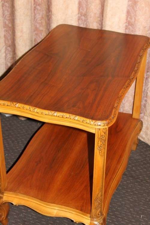 A FANTASTIC BURMESE TEAK DOUBLE SHELF SERVING HATCH TABLE WITH AMAZING HAND CARVED DETAILING
