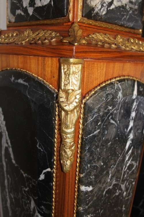 2x RARE ANTIQUE ITALIAN MADE KINGWOOD & MARBLE LOUIS XVI PEDESTALS w/ ORMOLU DETAILING bid/pedestal