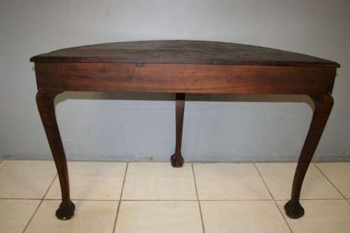 AN ABSOLUTELY STUNNING 2 x DRAW SOLID IMBUIA BALL & CLAW HALF MOON OCCASIONAL TABLE, STUNNING!!
