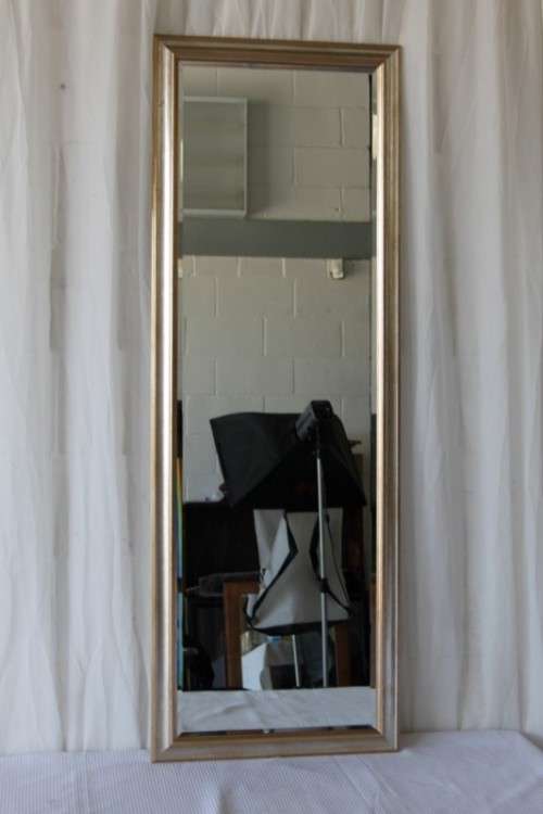 AN AWESOME FULL LENGTH "BEVELED GLASS" WALL MIRROR WITH A BEAUTIFUL ANTIQUE GOLD FRAME