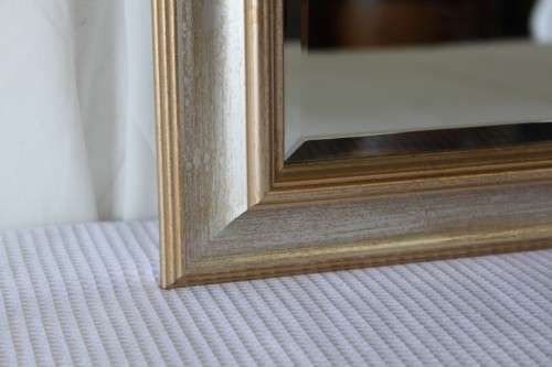 AN AWESOME FULL LENGTH "BEVELED GLASS" WALL MIRROR WITH A BEAUTIFUL ANTIQUE GOLD FRAME