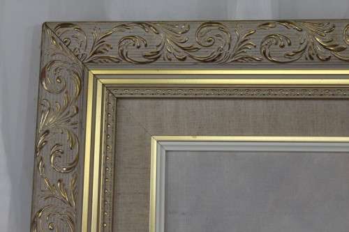 AN ORIGINAL SIGNED "JANE DE VILLIERS" OIL ON CANVAS COSMOS PAINTING IN A MAGNIFICENT BROAD FRAME