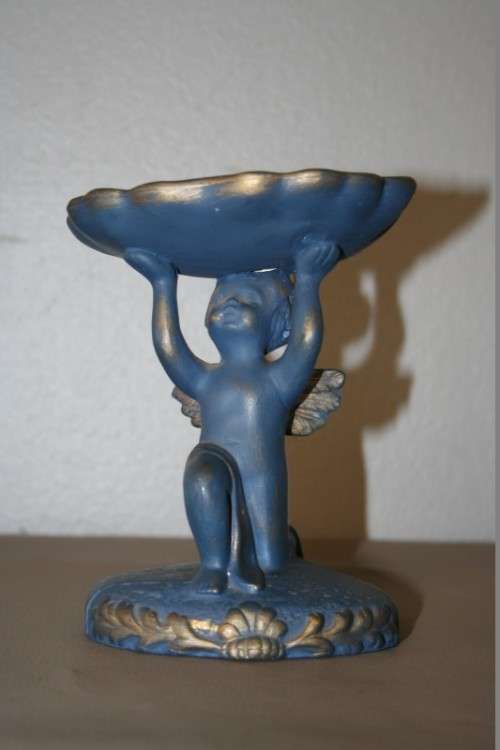 A BEAUTIFUL BLUE AND GOLD CHERUB FIGURINE FOR THAT SPECIAL LITTLE GIRL