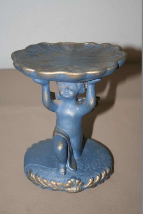 A BEAUTIFUL BLUE AND GOLD CHERUB FIGURINE FOR THAT SPECIAL LITTLE GIRL