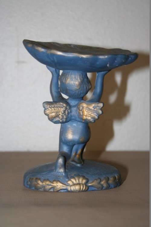 A BEAUTIFUL BLUE AND GOLD CHERUB FIGURINE FOR THAT SPECIAL LITTLE GIRL