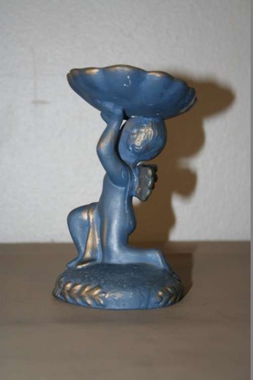 A BEAUTIFUL BLUE AND GOLD CHERUB FIGURINE FOR THAT SPECIAL LITTLE GIRL