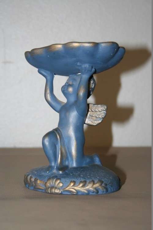 A BEAUTIFUL BLUE AND GOLD CHERUB FIGURINE FOR THAT SPECIAL LITTLE GIRL