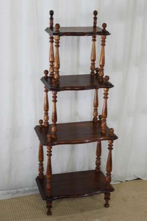 A STUNNING TALL VINTAGE FOUR-TIER "WHATNOT" DISPLAY SHELF IN GREAT CONDITION