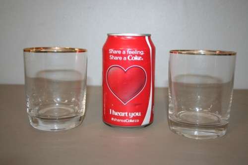 TWO FABULOUS GOLD RIMMED DRINKING GLASSES, IN STUNNING CONDITION = GREAT COCKTAIL GLASSES