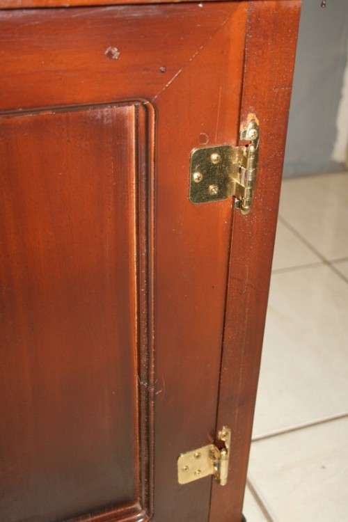 A STUNNING LARGE INDONESIAN TEAK EXECUTIVE "PARTNER" DESK WITH BRASS HANDLES AND HINGES