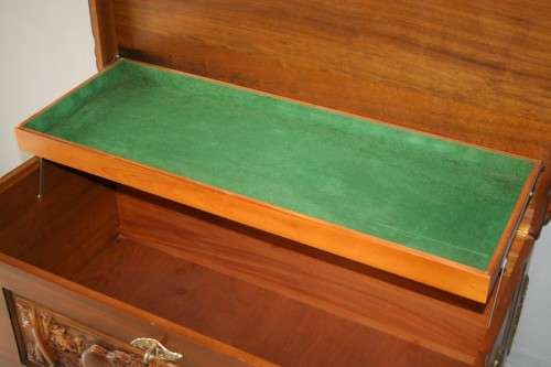 A SPECTACULAR LARGE ANTIQUE SOLID STINKWOOD WOODEN KIST WITH HEAVY BRASS EMBELLISHMENTS