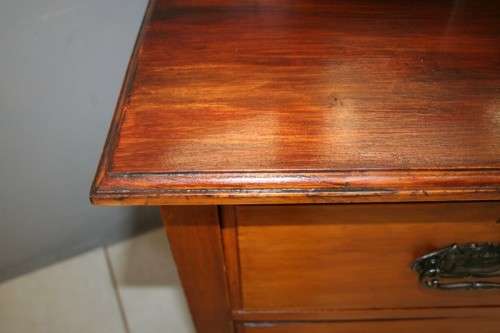 A TRULY BEAUTIFUL ANTIQUE SOLID OREGON PINE 5-DRAWER CHEST OF DRAWERS w/ A TRI-FOLDING VANITY MIRROR