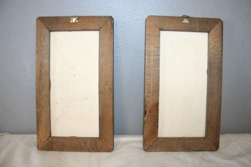 2 x AWESOME DUTCH DELFT HAND PAINTED BLUE & WHITE PORCELAIN TILED PICTURES w/ WOODEN FRAMES bid/item