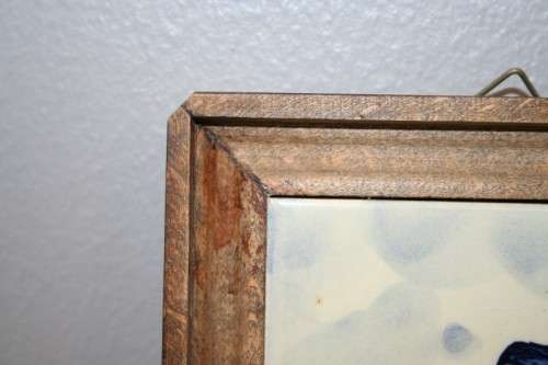 2 x AWESOME DUTCH DELFT HAND PAINTED BLUE & WHITE PORCELAIN TILED PICTURES w/ WOODEN FRAMES bid/item