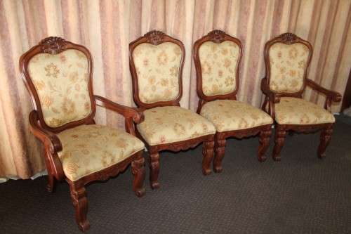 10x MAGNIFICENT TOP QUALITY CARVED WALNUT DINING CHAIRS INCLUDING 2x CARVERS bid/chair