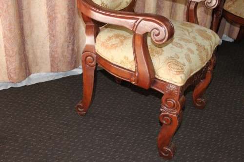 10x MAGNIFICENT TOP QUALITY CARVED WALNUT DINING CHAIRS INCLUDING 2x CARVERS bid/chair