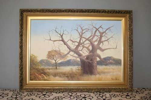 A STUNNING FRAMED OIL ON BOARD LANDSCAPE PAINTING BY THE (LATE) 20th CENTURY ARTIST HENNIE COETZEE