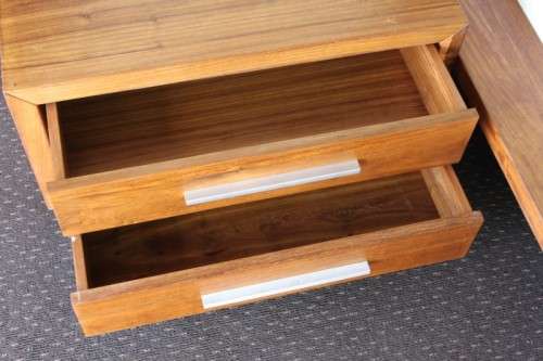 AN INCREDIBLE ORIGINAL WEYLANDTS TEAK BEDROOM SUITE INCLUDING PEDESTALS AND MATTRESS