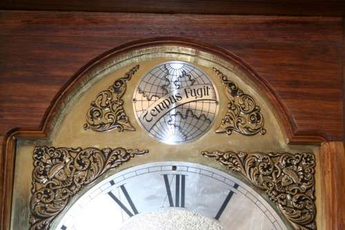 A MAGNIFICENT VINTAGE GERMAN MADE "TEMPUS FUGIT" GRANDFATHER CLOCK WITH A WESTMINSTER CHIME