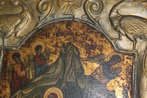 AN EXTREMELY RARE RUSSIAN RELIGIOUS ICON "NATIVITY SCENE" WITH SPECTACULAR ARTWORK