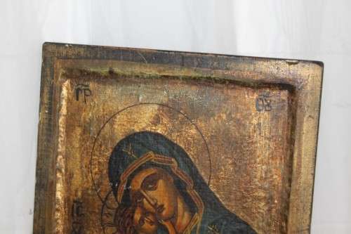 A SUPERB RARE RUSSIAN ORTHODOX RELIGIOUS ICON "MADONNA AND CHILD" WITH SPECTACULAR ARTWORK