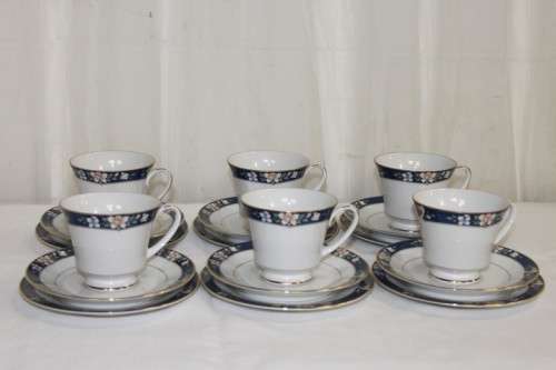 A FANTASTIC SET OF 6x NORITAKE OF JAPAN BONE CHINA TRIO'S IN THE BEAUTIFUL PRESCOTT PATTERN bid/trio